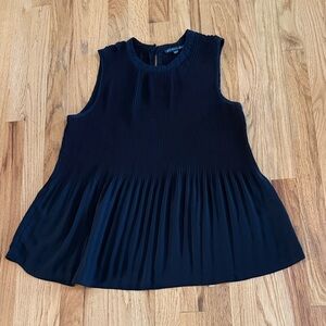 Adrianna Papell Black Pleated Sleeveless Blouse, Size Large